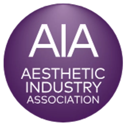 Logo of the Aesthetic Industry Association on a purple background