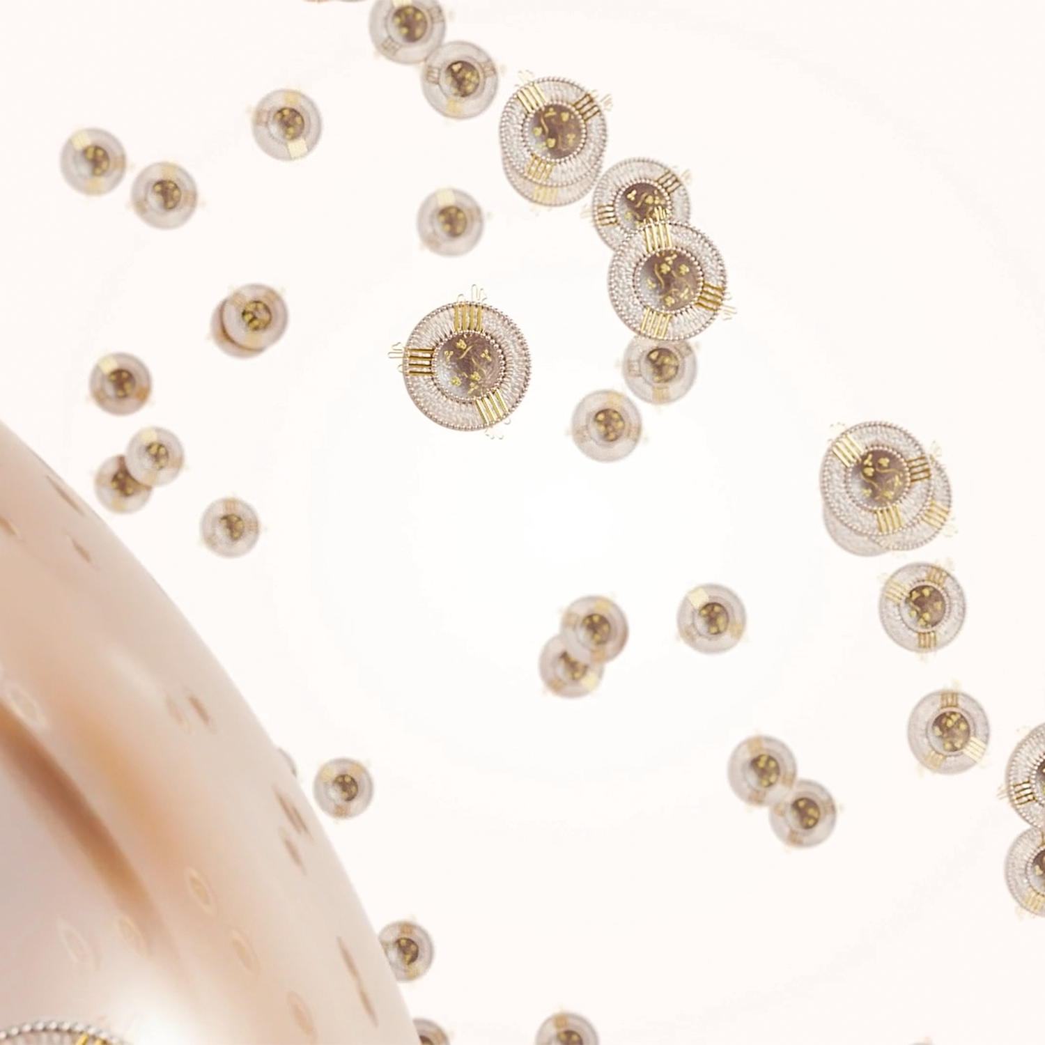 scientific rendering of exosomes with a blurred background
